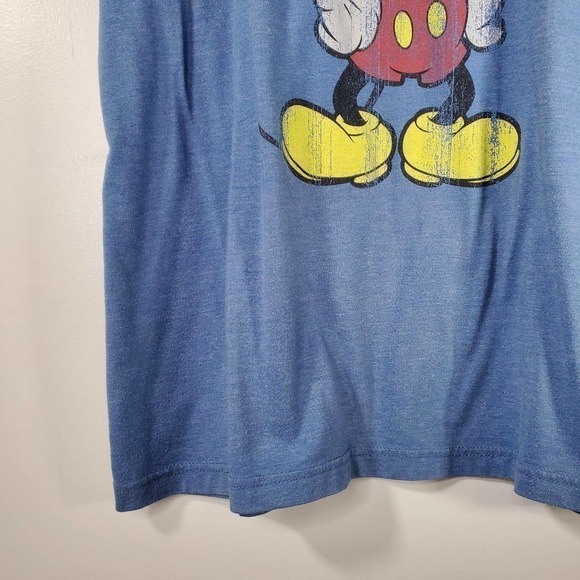 Vintage Walt Disney World Mickey Mouse Ringer Baseball Tee Blue Brown Size XL - Picture 4 of 11